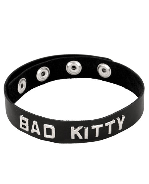 Spartacus BAD KITTY Black Leather Collar with Adjustable Fit
