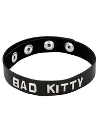 Spartacus BAD KITTY Black Leather Collar with Adjustable Fit