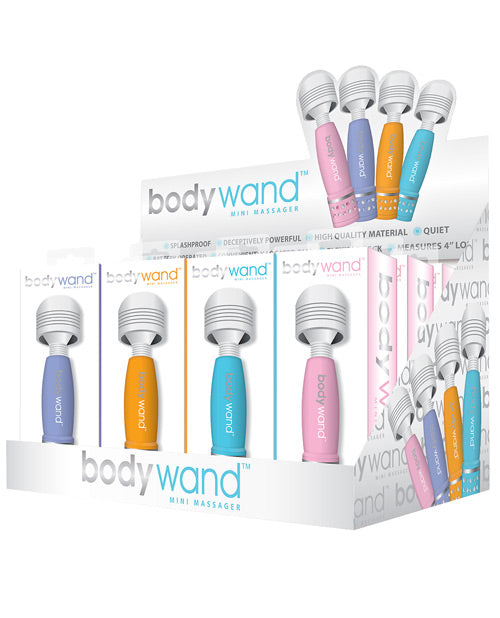Bodywand Mini Massager Display assorted colors compact design with one-year warranty for portable relaxation