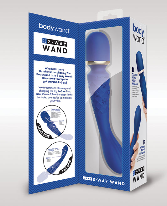 Bodywand Massage Product Silicone 2-Way Wand Dual Motors in Blue for External and Internal Stimulation