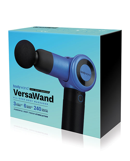 Bodywand Massage Wand VersaWand Blue Six Attachments Rotating Arm for Deep Tissue Muscle Relief