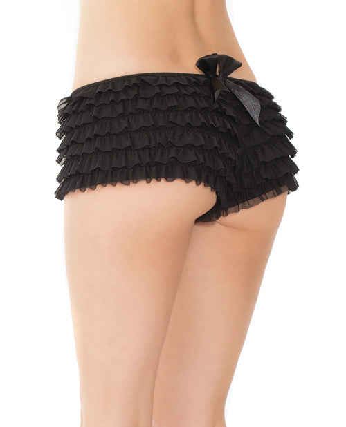 Black Ruffle Shorts with Back Bow Detail Plus Size Lingerie