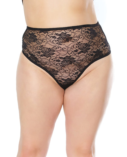 Coquette Lingerie Plus Size Stretch Lace High Waist Thong with Flattering Fit for All-Day Comfort