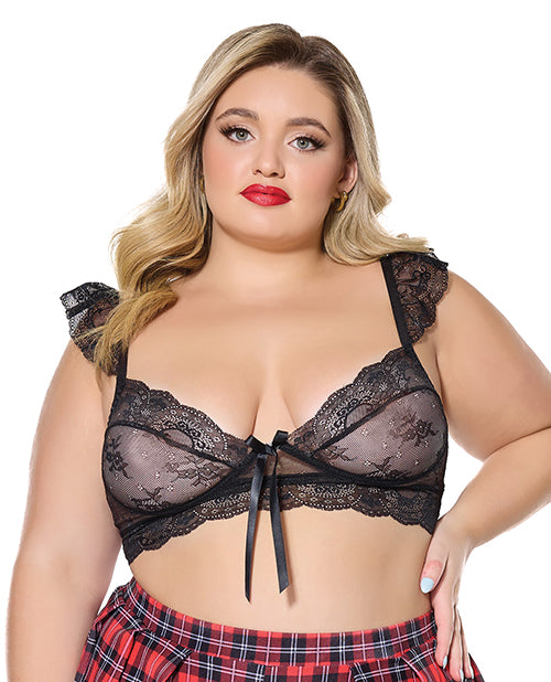 Coquette Plus Size Bralette Scallop Stretch Lace Adjustable Straps for Comfortable Plus Size Lingerie