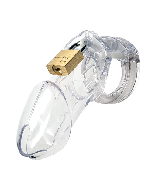 CB-X Bondage Restraint Polycarbonate Chastity Device Adjustable Rings and Brass Lock for Secure Wear