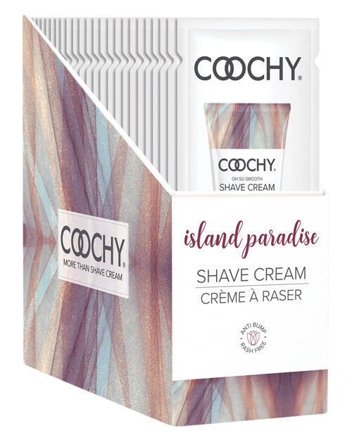 Coochy Shave Cream Display 15ml Foil Packs with Jojoba Oil and Island Paradise Scent for Smooth, Rash-Free Shaving