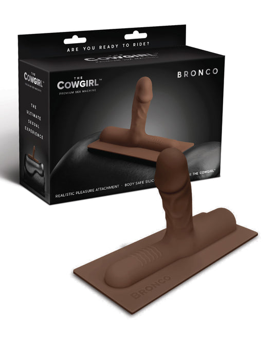 The Cowgirl Bronco Silicone Attachment realistic penis shape body-safe chocolate silicone for lifelike intimate sensations