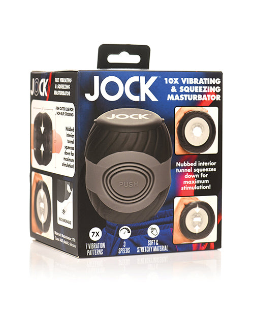 Jock Vibrating Double Masturbator with Multi-Textured Tunnel and Silicone Grip for Intense Solo Stimulation