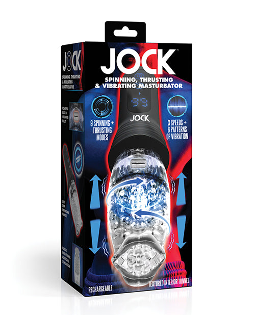 JOCK Masturbator Spinning Thrusting Vibrating Textured Sleeve for Intense Solo Stimulation