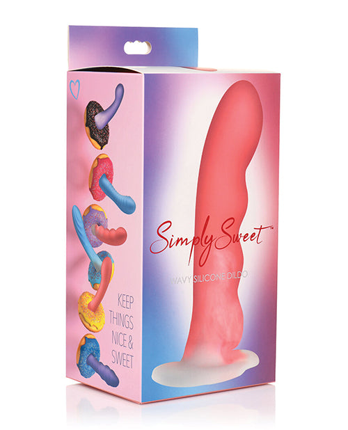 Simply Sweet Silicone Dildo with Wavy Shaft and Heart Suction Base for Versatile Hands-Free Pleasure