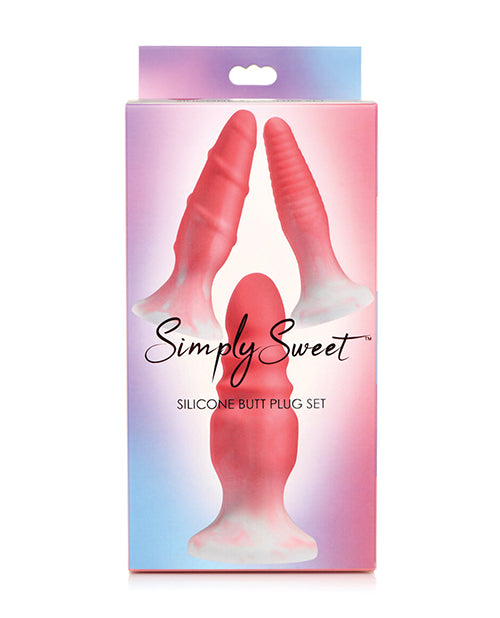 Simply Sweet Silicone Anal Plug Set with Three Differently Textured Plugs for Comfortable Anal Play
