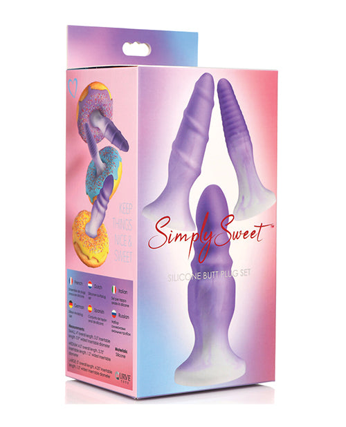 Simply Sweet Anal Plug Set premium silicone three textures and suction base for versatile anal play