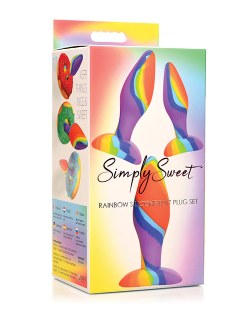 Curve Anal Products Rainbow Silicone Butt Plug Set with Graduated Sizes and Tapered Design for Comfortable Anal Training