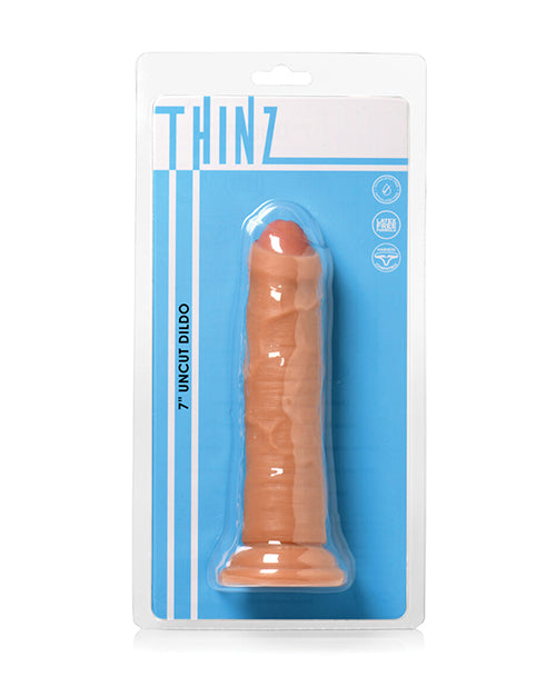 Thinz Uncut Dildo Realistic Slim 7 Inch Suction Cup for Versatile Pleasure and Lifelike Sensation