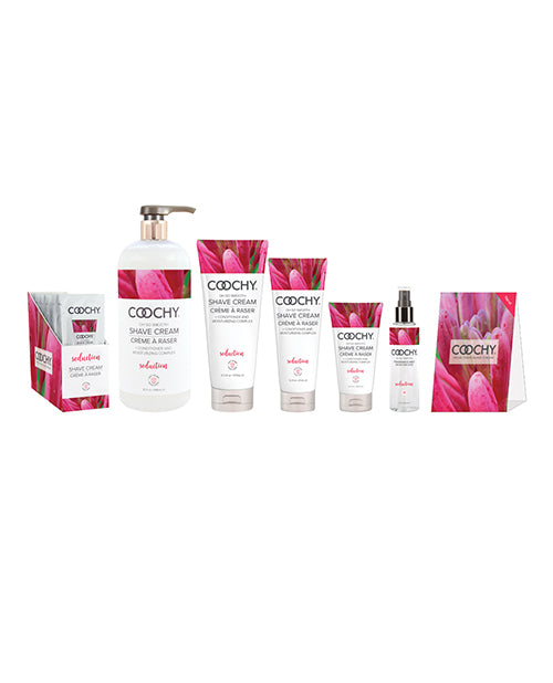 Coochy Shave Cream and Body Mist Display Kit with Honeysuckle Scent and Multiple Sizes for Retail Presentation