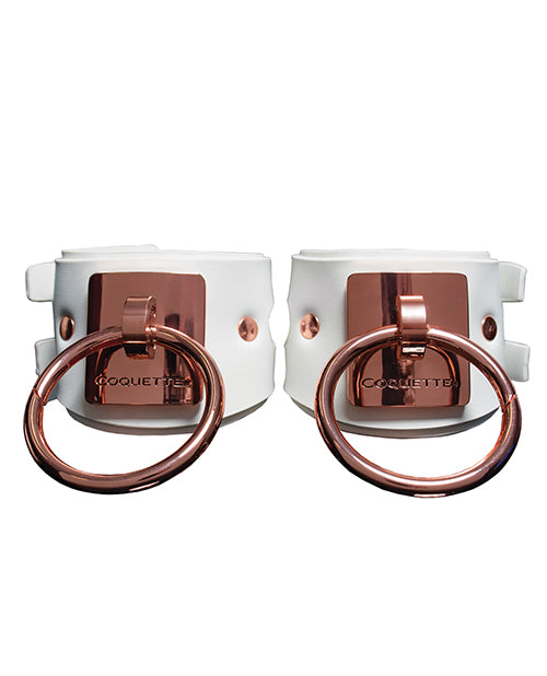 Coquette Pleasure Collection bondage restraints vegan leather adjustable handcuffs rose gold hardware for secure stylish restraint play
