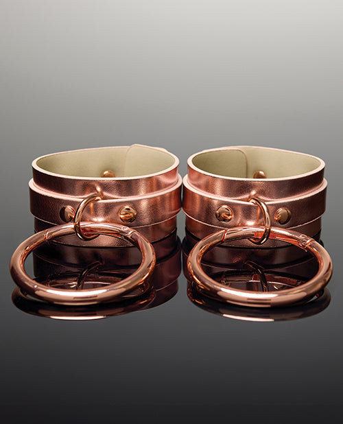 Coquette Pleasure Collection Bondage Handcuffs with Rose Gold Finish and Adjustable Buckle for Secure Restraint