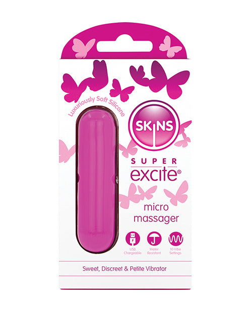 Skins Excite Stimulator Petite Bullet Vibrator 10-Speed Whisper Quiet for Discreet Female Pleasure