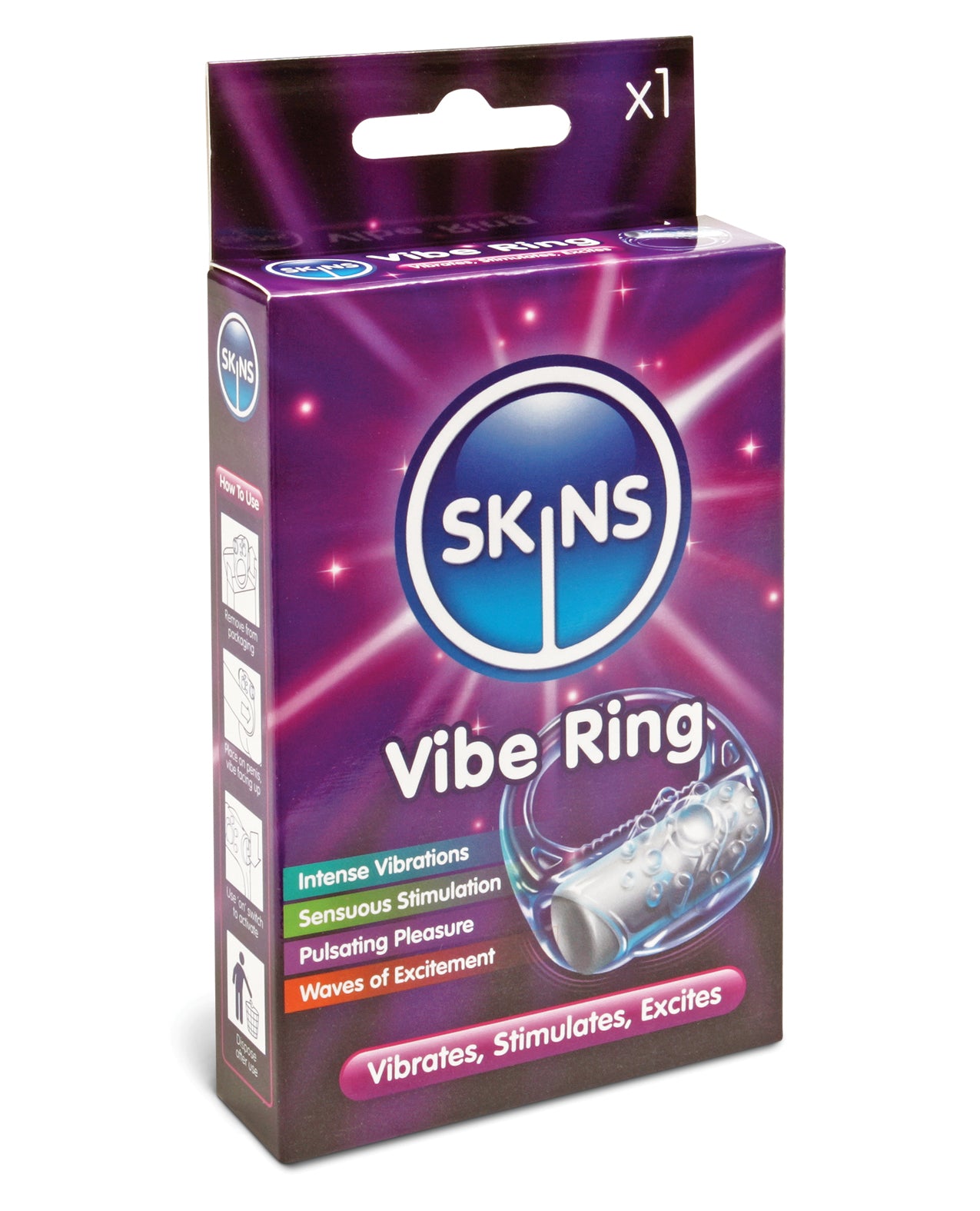 Skins Performance Penis Enhancement Vibrating Ring with Raised Ticklers for Couples Pleasure