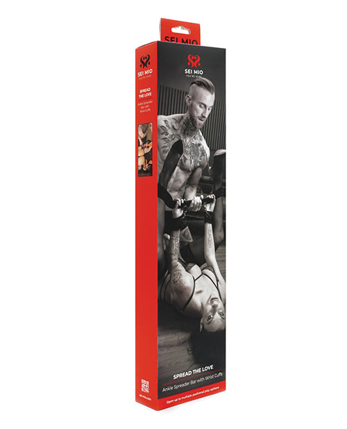 Sei Mio Bondage Restraint Bar Adjustable Spreader with Wrist Ankle Cuffs for Secure Adult Play