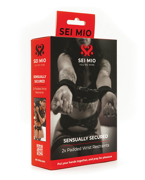 Sei Mio wrist restraints black velvet padded adjustable design for comfortable bondage play