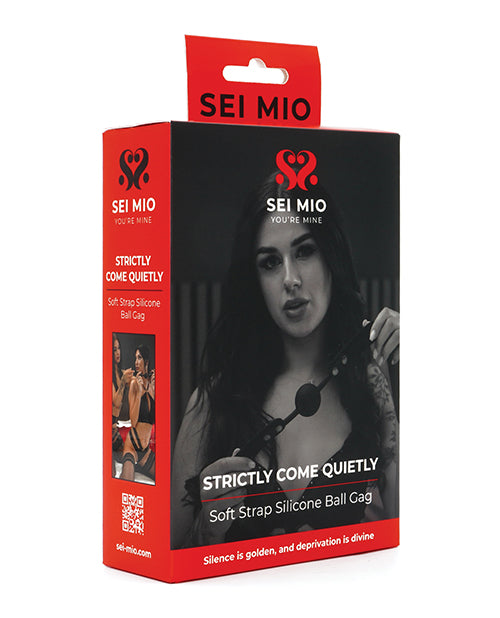 Sei Mio Ball Gag Soft Silicone Velvet Strap Adjustable Restraint for Comfortable Bondage Play