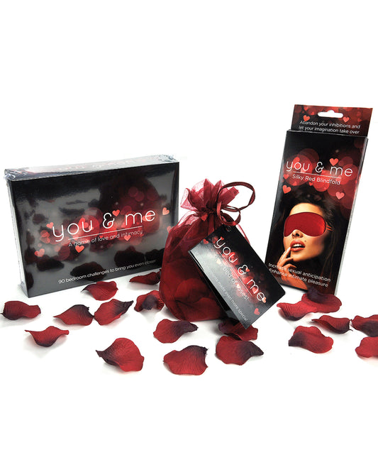 Creative Conceptions Setting The Mood You & Me 3pc Bundle Kit with Red Rose Petals and Silky Blindfold for Couples Intimacy