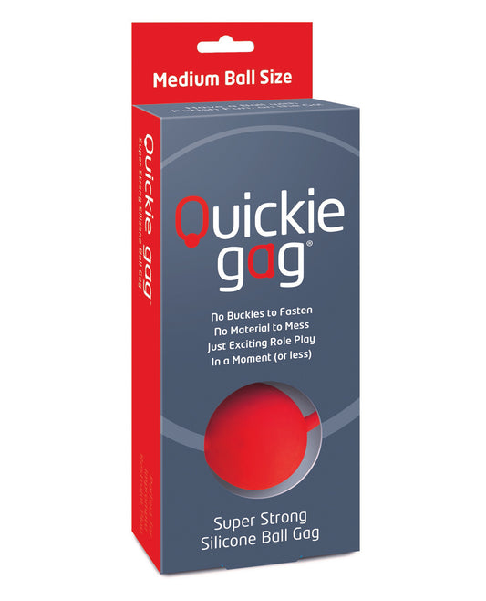 Quickie Gag Ball Gag Medium red silicone adjustable strap comfortable restraint for bondage play