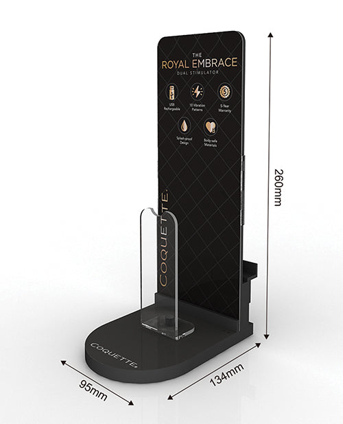 Coquette Empty Pleasure Tester Stand with branded design and compact display for retail product organization