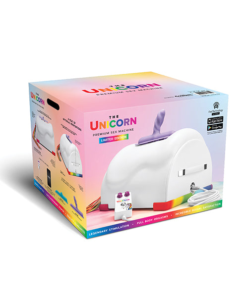 The Cowgirl Unicorn Sex Machine with Fantasy Attachments and Rainbow Tail for Colorful Adult Play