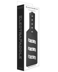 ElectraStim Spanking Paddle with Leather Side and Metal Electrodes for Electro Sensory Stimulation and Bondage Play