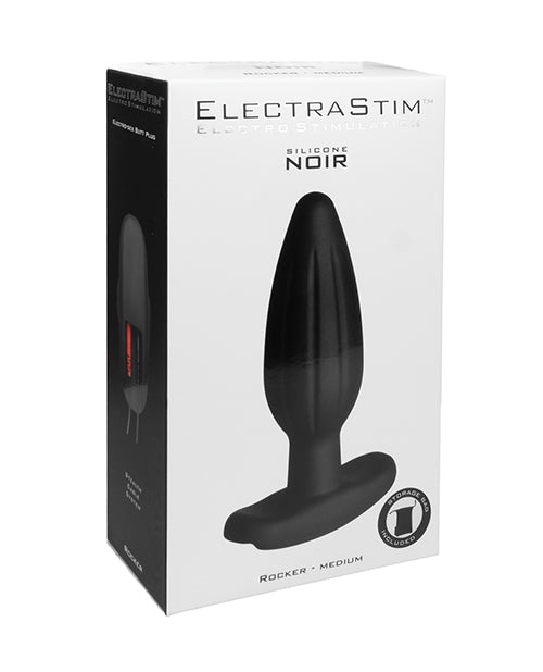 ElectraStim Stimulators Silicone Noir Rocker Medium Butt Plug with Bi-Polar Contacts for Hands-Free E-Stim Anal Play