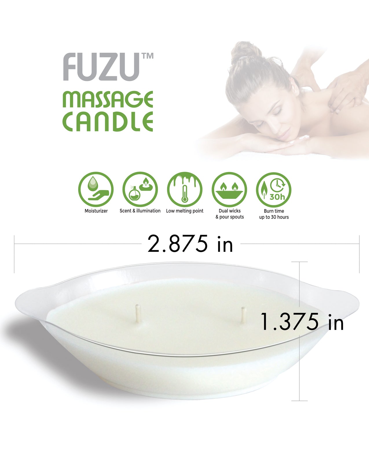 Fuzu Coconut Passion Massage Candle with Soothing Natural Oils