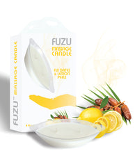 Fuzu Massage Candle Soy Wax Dual-Wick Fiji Dates & Lemon Peel for Relaxing Aromatherapy Massages