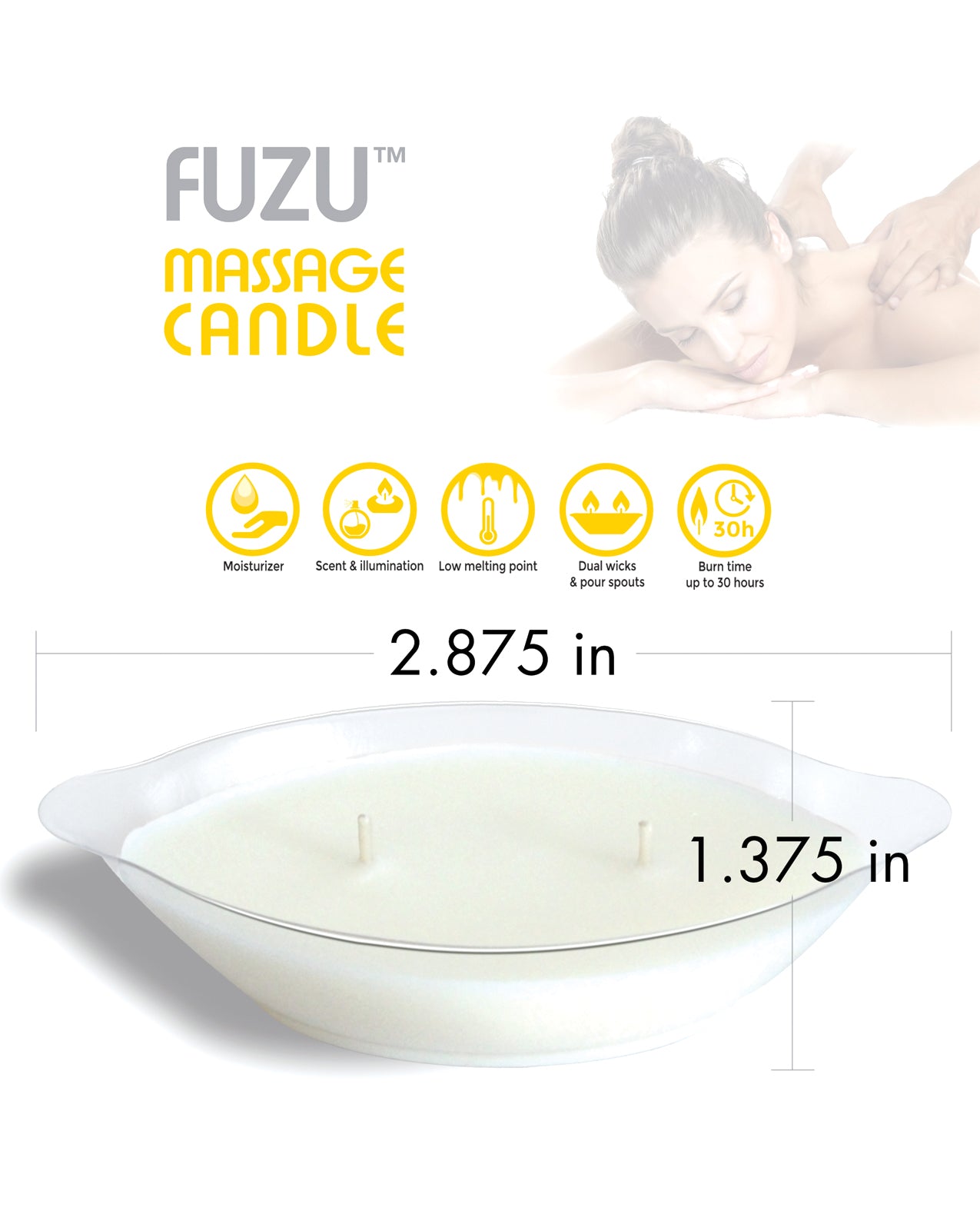 Fiji Dates & Lemon Peel Massage Candle with Dual-Wick Design