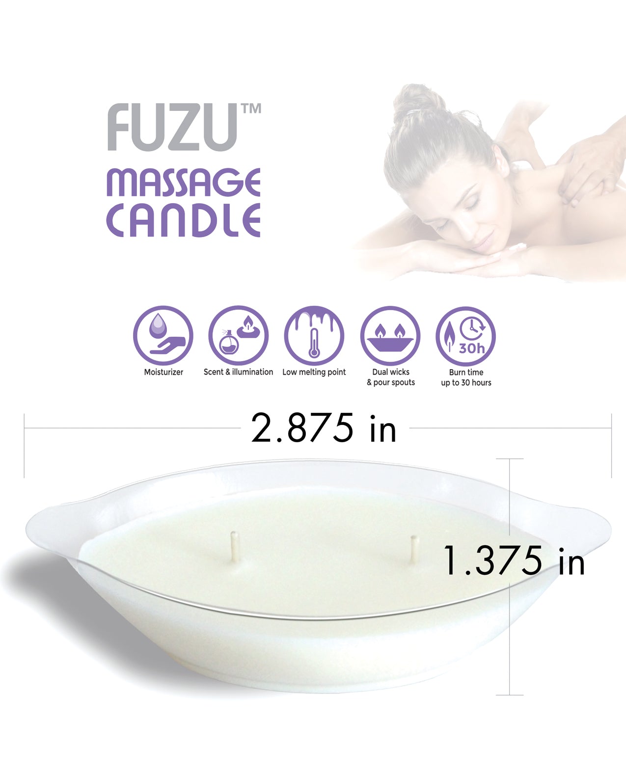 Fuzu Lavender Mist Massage Candle with Dual Wicks and Natural Oils