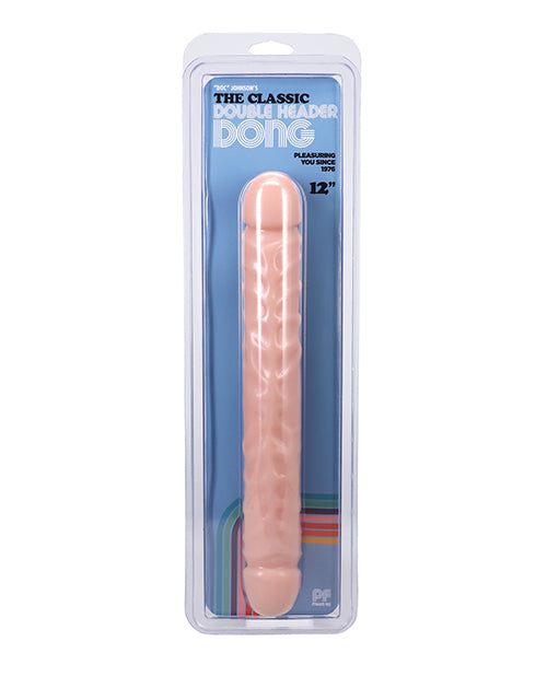 Doc Johnson Double Header Dong flexible phthalate-free double-ended dildo with realistic texture for versatile partnered or solo pleasure