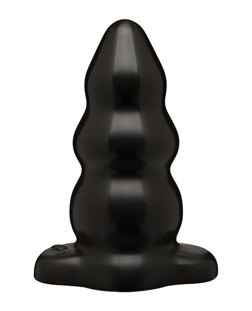 Large Triple Ripple Butt Plug in Black with Graduated Design