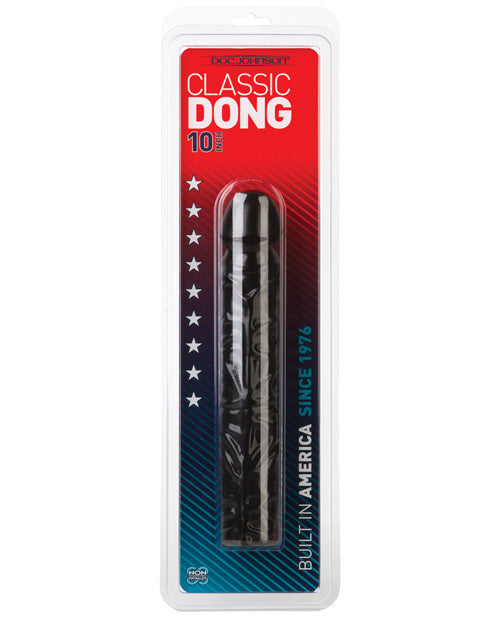 Doc Johnson Dildo 10-Inch Classic Black Realistic Shaft Veined Texture for Enhanced Stimulation