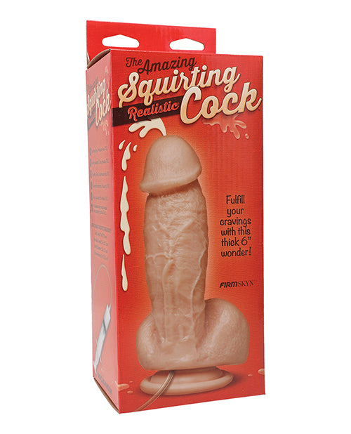 The Realistic Cock dong with lifelike veined detailing and suction cup base for immersive squirting play