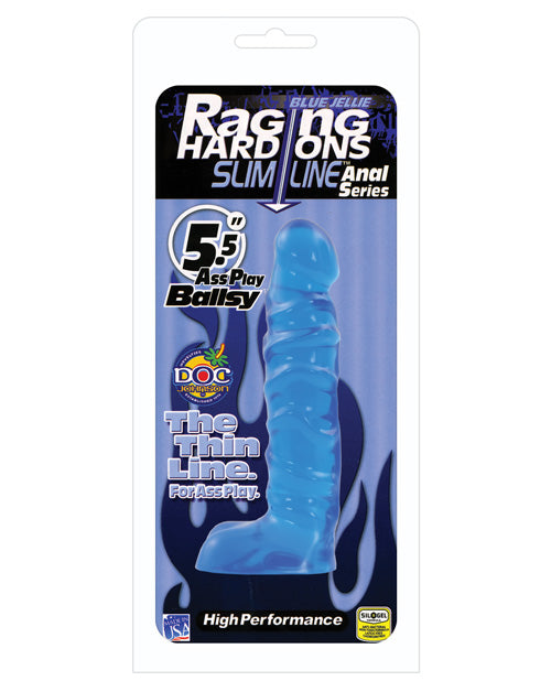Raging Hard Ons Dongs & Dildos Slimline Blue Jelly Flared Base Realistic Design for Comfortable Anal Pleasure