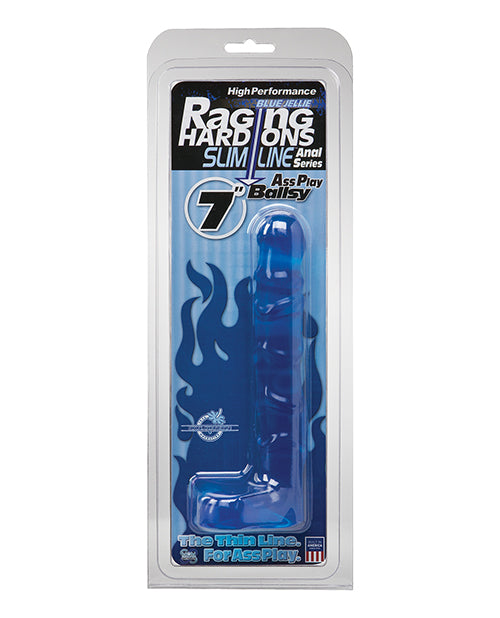 Raging Hard Ons Dildo Slimline Ballsy Design Blue Jelly for Comfortable Anal Play