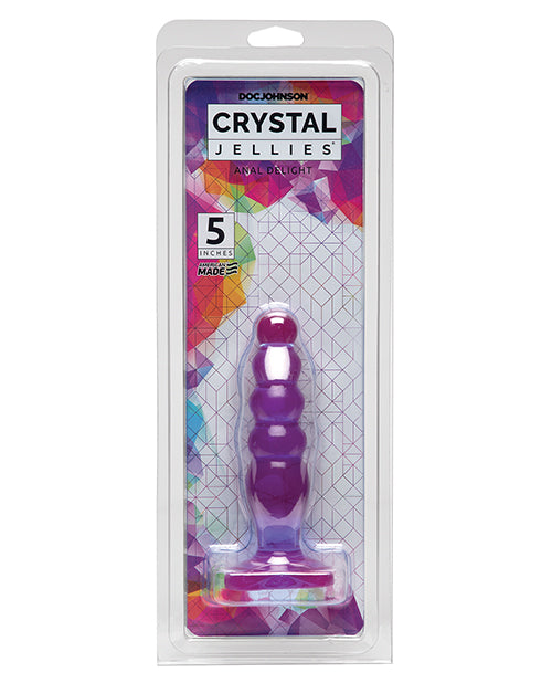 Crystal Jellies Anal Plug Purple Graduated Bubbles and Flared Base for Comfortable Anal Play