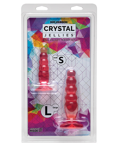 Crystal Jellies Anal Plugs Trainer Kit with Graduated Bulbed Shape and Flared Base for Beginner Anal Exploration