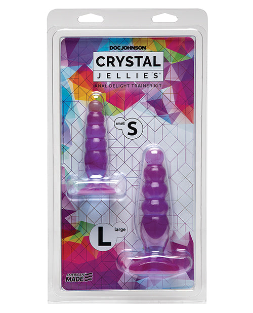 Crystal Jellies Anal Products Purple Trainer Kit with Graduated Bulbs and Flared Base for Beginner Anal Training