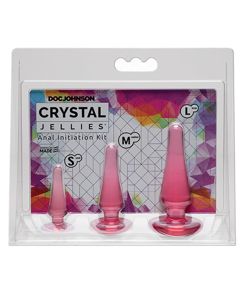 Crystal Jellies Anal Products Pink Anal Initiation Kit with Graduated Sizes and Flared Bases for Safe, Comfortable Backdoor Play