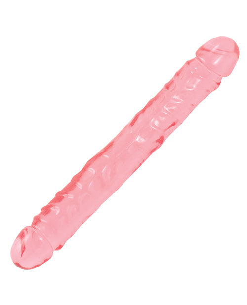 Crystal Jellies 12" Jr. Double Dong in Soft Pink Flexible Jelly