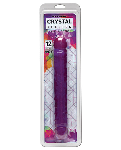 Crystal Jellies Double Dong Flexible 12-Inch Purple Dual-Ended Dildo for Versatile Intimate Play
