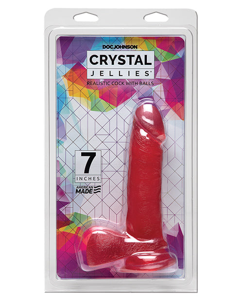 Crystal Jellies Dong Realistic Texture Suction Cup Pink for Lifelike Pleasure and Hands-Free Play