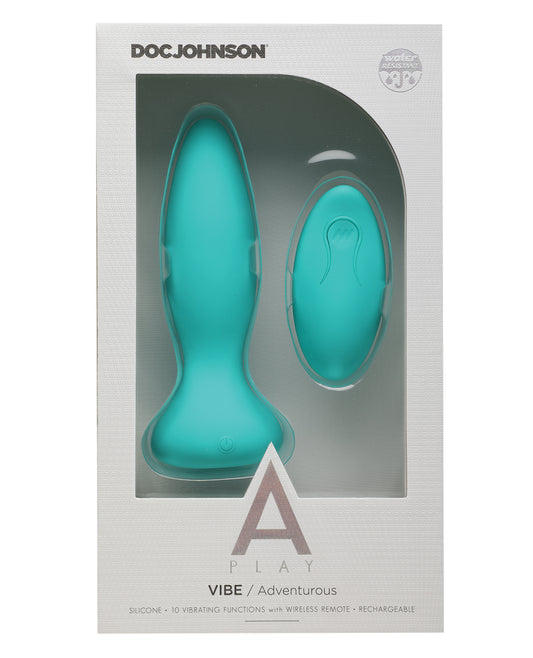 A-Play Rechargeable Silicone Anal Plug with Remote in Teal